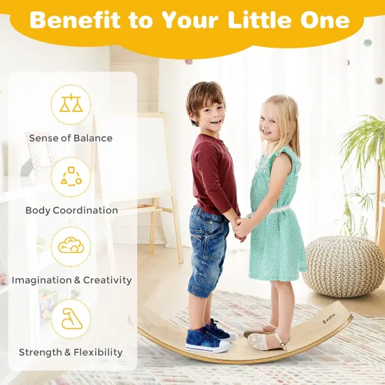 35 Inch Wooden Balance Board for Kids and Adults Support 660 Lbs {3}