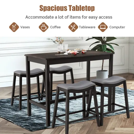 5-Piece Dining Set with 4 Upholstered Stools {3}