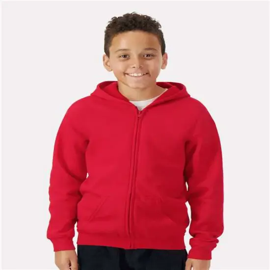 Gildan&reg; Heavy Blend Youth Full-Zip Hooded Sweatshirt Red {1}