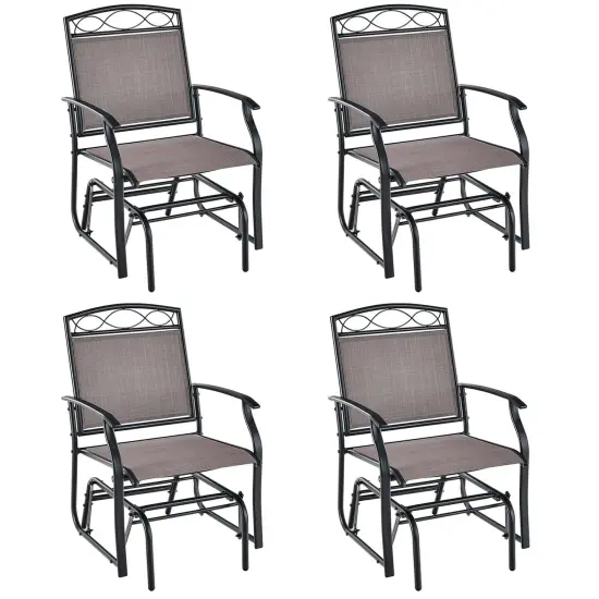Costway 2pcs Patio Glider Set Single Swing Rocking Chair Heavy-Duty Metal Frame Outdoor {2}