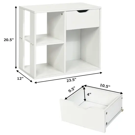 3-tier Side Table with Storage Shelf and Drawer Space {4}