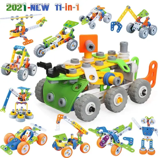 175 PCS Stem Toys for 5 6 7 8 Year Old Boys Birthday Gift Erector Construction Set Building Toy for Kids Age 4-8 4-6 5-7 6-8 Creative Game {1}