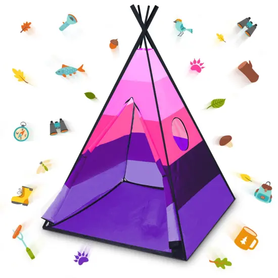 USA Toyz Happy Hut Teepee Tent for Kids - Pink {1}