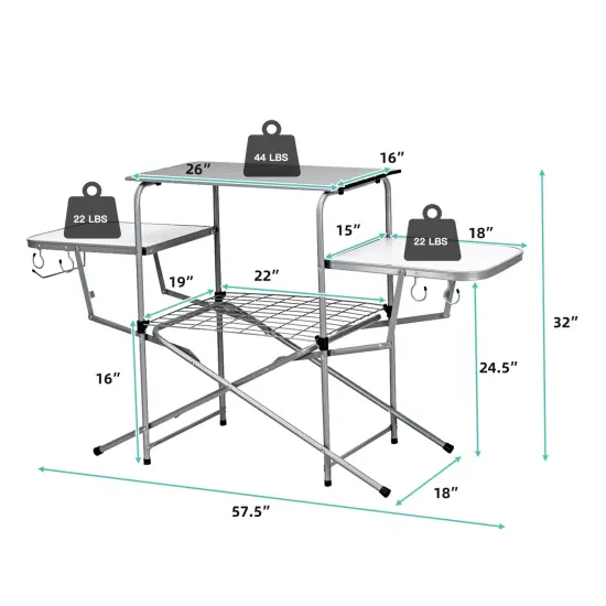 Fold-able Outdoor BBQ Table Grilling Stand with Steel Frame and Paper Towel Holder {5}