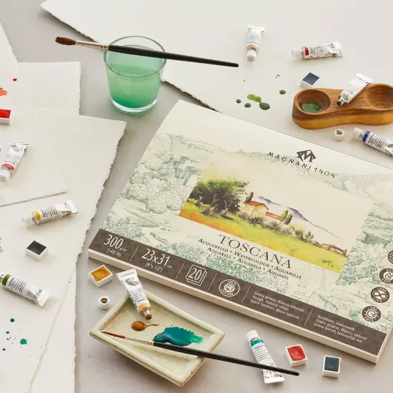 Magnani 1404 Toscana Rough 100% Cotton Watercolor Paper Pad, 20 Sheets, 140 lb, Acid-Free, UV Resistant, Deckled Edges, Vegan Sized Water Color Paper for Artists, Made in Italy {3}