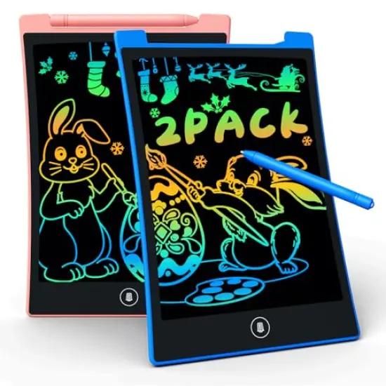 2 Pack LCD Writing Tablet, Colorful Toddler Drawing Pad Doodle Board Erasable, Educational Learning Toys Birthday Gifts for Boys Girls Age 3 4 5 6 7 8 (Blue & Pink) {1}