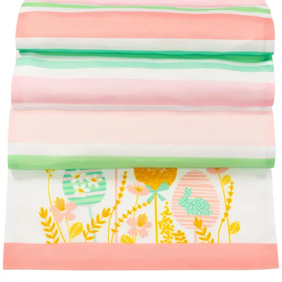 Northlight Striped Pastel Happy Easter Table Runner - 72" - Pink and Green Green {4}