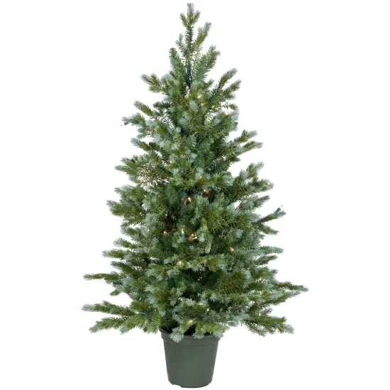 Northlight Blue Spruce Artificial Potted Christmas Tree - 4' - Clear Lights Green {3}