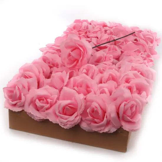 100-Pack: Pretty Pink Silk Rose Picks, 8" Stems, 3" Wide, Floral Home by Artificial Flowers {1}