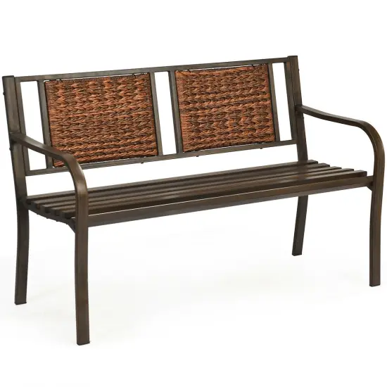 Patio Garden Bench with Powder Coated Steel Frame {1}