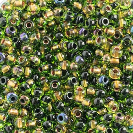 John Bead 6/0 Mixed Czech Glass Seed Beads, 500g Cop Blacklined Green {1}