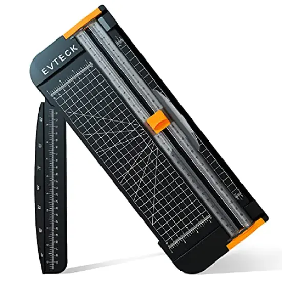 Paper Cutter Trimmer Small: 12 Inch Crafting & Scrapbooking Supplies for A4 Cardstock Photo Label with Automatic Security Safeguard and Foldable Ruler {2}
