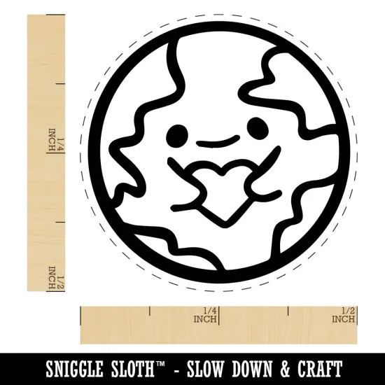 Earth Holding Heart Self-Inking Rubber Stamp Ink Stamper for Stamping Crafting Planners Green {1}