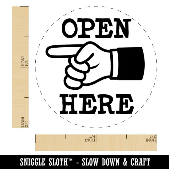 Open Here Pointing Hand Self-Inking Rubber Stamp Ink Stamper for Stamping Crafting Planners Sky Blue {1}