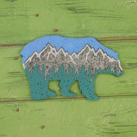 Bear with Mountain Scene Silicone Freshie Mold {2}