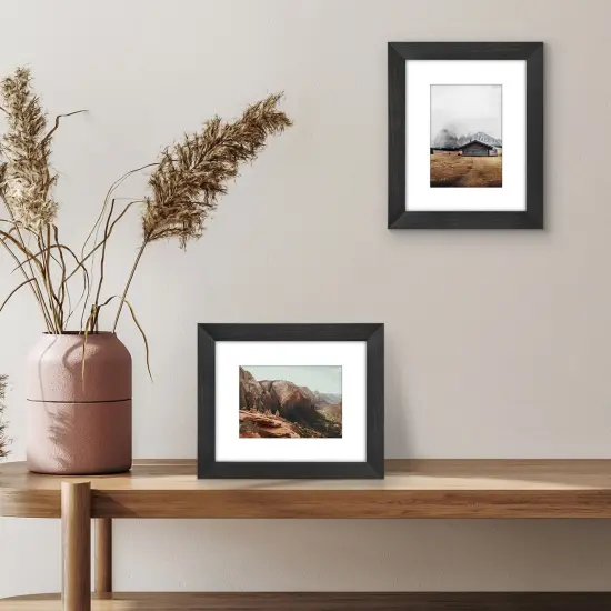 Americanflat Picture Frame with Wide Molding with Mat - Modern Wide Picture Frame - Plexiglass Cover - Hanging Hardware - Includes Easel {12}