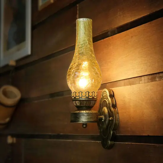 Kitcheniva Retro Wall Lamp Sconce Glass and Iron Light Fixture {2}