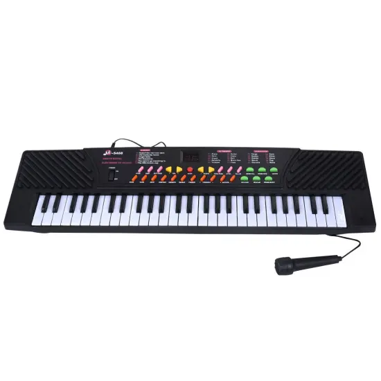 Black 54 Keys Kids Electronic Music Piano with Microphone and Headphone Jack {2}