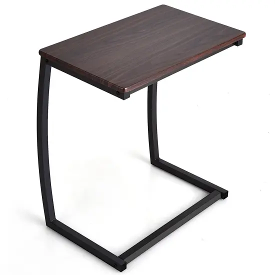 C-shaped Sofa Side End Table with Black Steel Tube Frame {4}