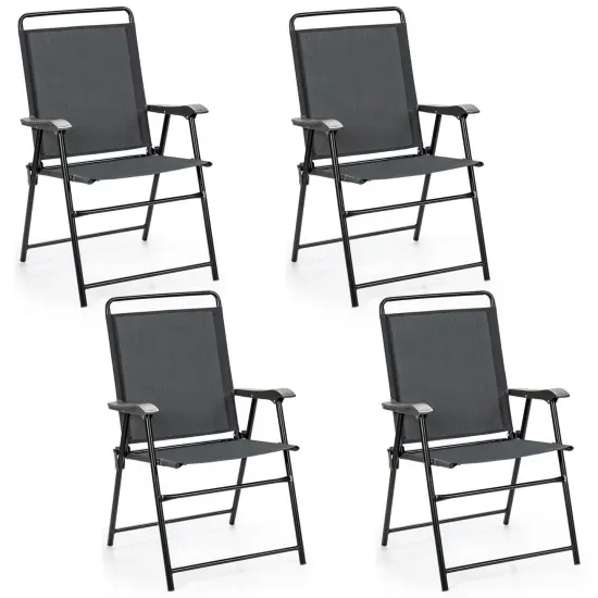 4 Pieces Portable Outdoor Folding Chair with Armrest {1}