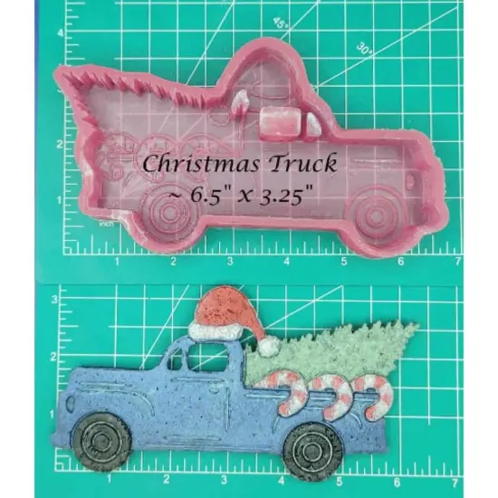 Vintage Truck with Christmas Tree Silicone Freshie Mold {1}