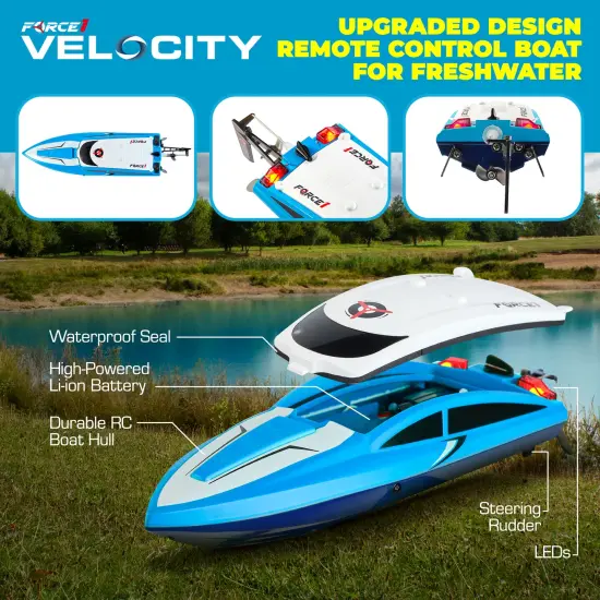 Force1 Velocity Fast RC Boat - Blue {5}