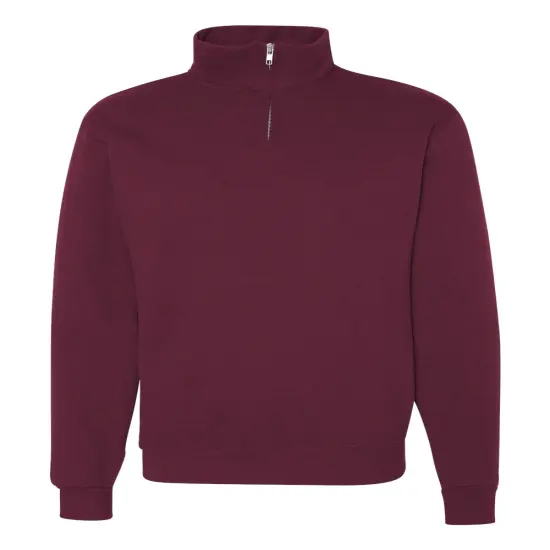 JERZEES&reg; Nublend Cadet Collar Quarter-Zip Long Sleeve Sweatshirt Maroon {1}