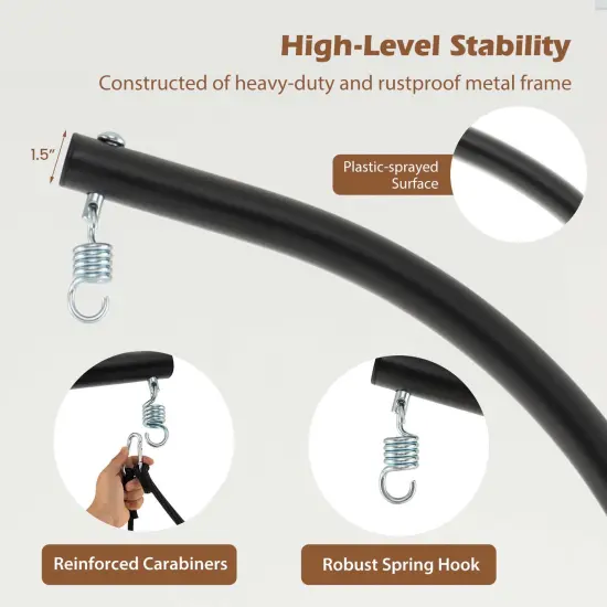 Costway Hanging Swing Hammock Chair with Stand Metal Frame Woven Backrest SeatCushions {6}