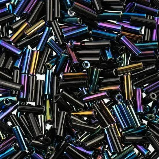John Bead Size 3 Mixed Czech Glass Bugle Beads, 500g Midnight {1}