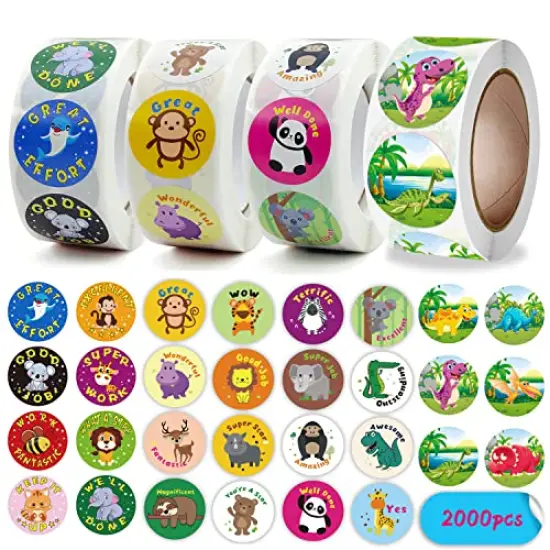 2000 Pieces Teacher Motivational Stickers for Kids Reward Stickers Students Children 4 Roll Motivational Stickers Labels 30 Styles {2}