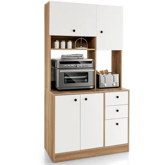 71 Inch Kitchen Pantry with 3 Storage Cabinet and 3 Deep Drawers {4}