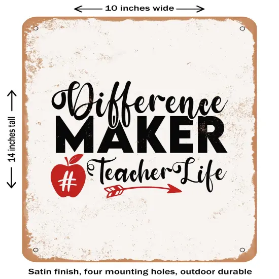 DECORATIVE METAL SIGN - Difference Maker #teacherlife- Vintage Rusty Look {1}