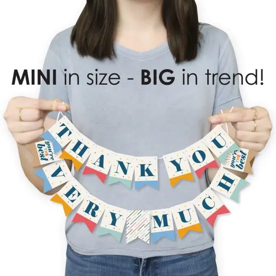 Big Dot of Happiness Thank You So Very Much - Gratitude Mini Pennant Banner - Thank You Very Much {4}