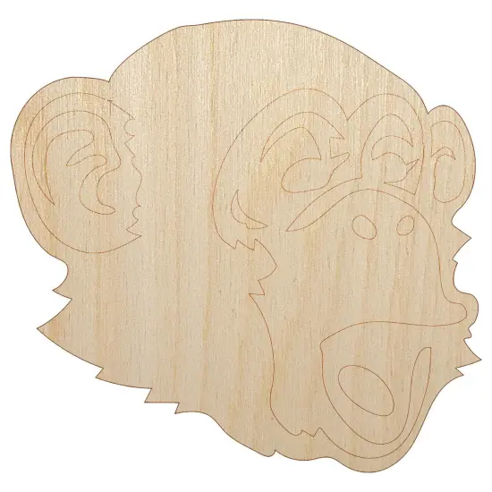 Surprised Chimpanzee Ape Head Monkey Unfinished Wood Shape Piece Cutout for DIY Craft Projects {7}
