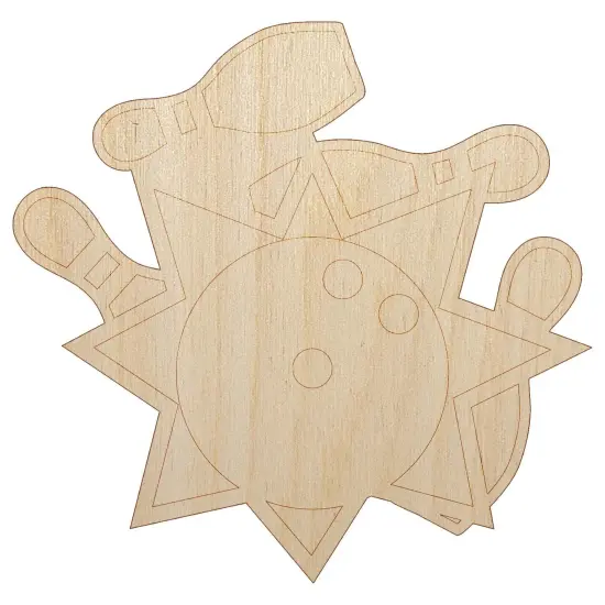 Bowling Ball Strike Pins Unfinished Wood Shape Piece Cutout for DIY Craft Projects {2}