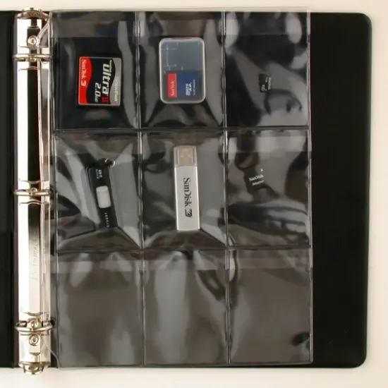 Plastic Pages - Memory (SD) Cards and Flash Drives - Top Load with Flaps - for 3-Ring Binders {5}