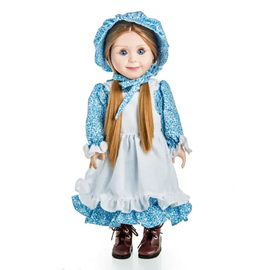 The Queen's Treasures Blue Calico Dress w Brown Lace up Boots for 18-Inch Doll {4}