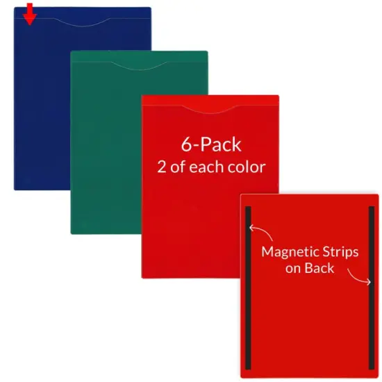 Plastic File Jackets Magnetic - Open Short - Letter Size 6-Pack {1}