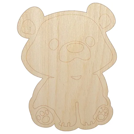 Cute Baby Bear Cub Sitting Unfinished Wood Shape Piece Cutout for DIY Craft Projects {7}