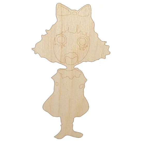 Creepy Spooky Horror Girl Doll Puppet Unfinished Wood Shape Piece Cutout for DIY Craft Projects {7}