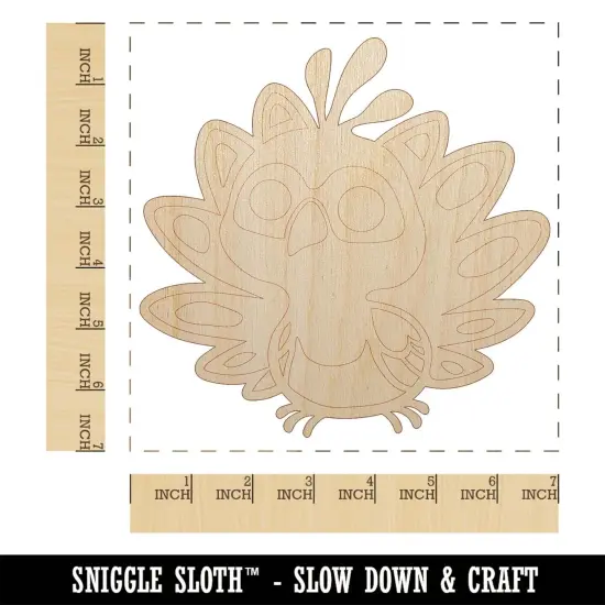 Cute Kawaii Peacock Bird Unfinished Wood Shape Piece Cutout for DIY Craft Projects {1}