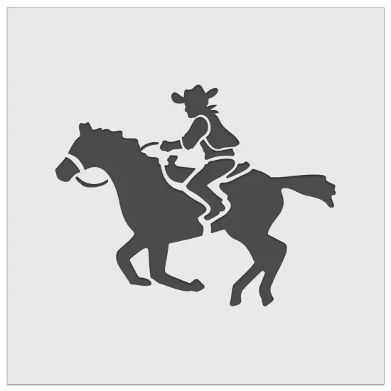 Wild Western Cowboy Riding on Horse Wall Cookie DIY Craft Reusable Stencil {7}