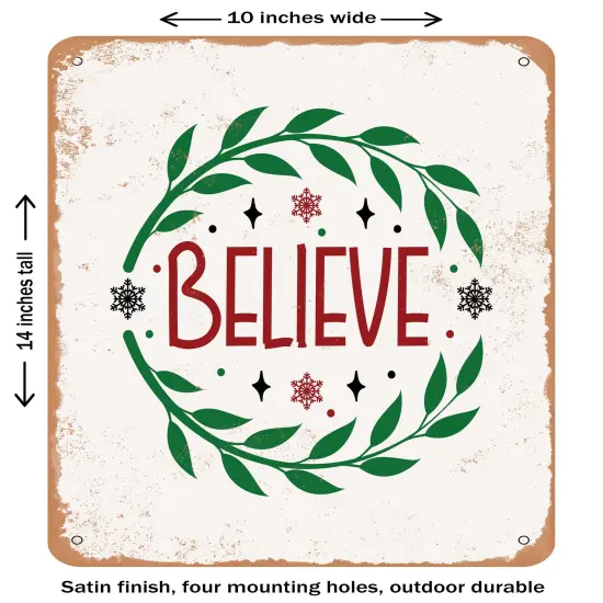 DECORATIVE METAL SIGN - Believe - 4- Vintage Rusty Look {1}