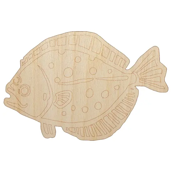 Flounder Halibut Flat Spotted Fish Unfinished Wood Shape Piece Cutout for DIY Craft Projects {7}
