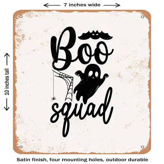 DECORATIVE METAL SIGN - Boo Squad - 4 - Vintage Rusty Look {1}