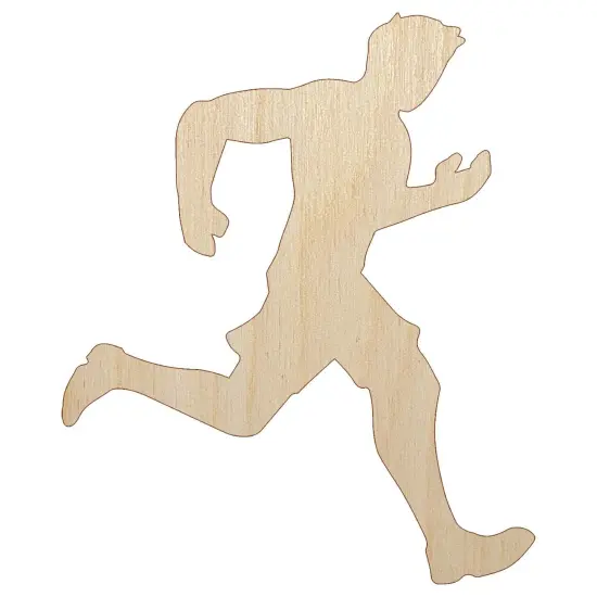 Running Man Fitness Exercise Marathon Workout Jogging Track and Field Unfinished Wood Shape Piece Cutout for DIY Craft Projects {1}