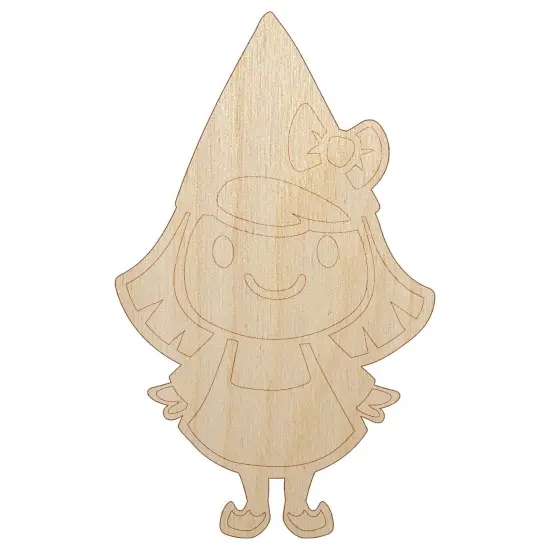Cute Little Lady Gnome Unfinished Wood Shape Piece Cutout for DIY Craft Projects {7}