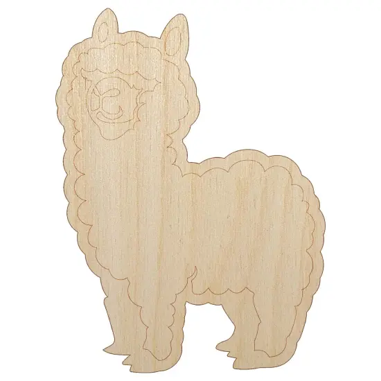 Cute Alpaca is Fluffy and Fuzzy Unfinished Wood Shape Piece Cutout for DIY Craft Projects {7}