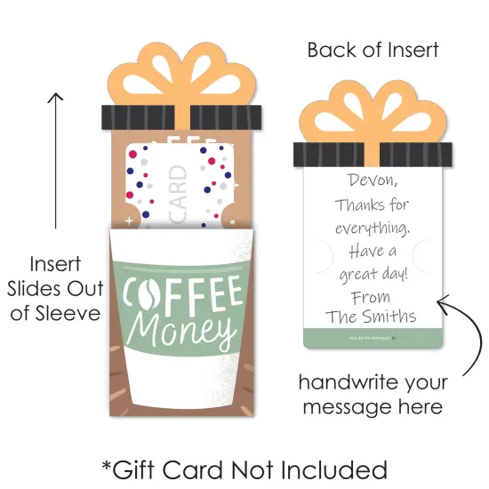 Big Dot of Happiness But First, Coffee - Cafe Themed Party Money and Gift Card Sleeves - Nifty Gifty Card Holders - Set of 8 {7}
