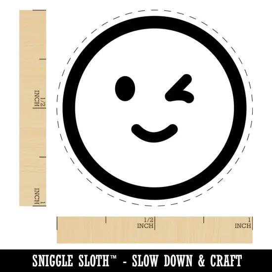 Winking Smiling Face Emoticon Self-Inking Rubber Stamp for Stamping Crafting Planners Red {1}